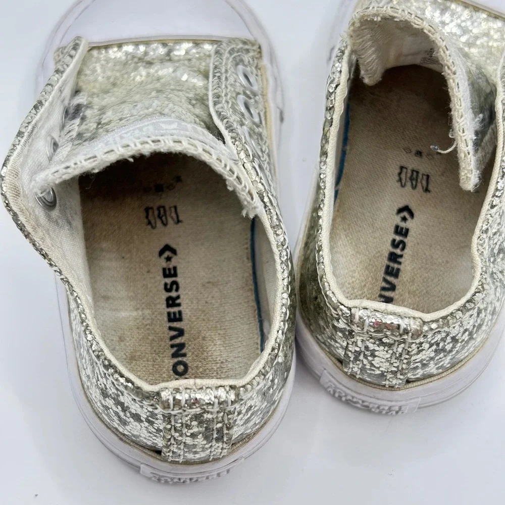 Converse Chuck Taylor All Star Infant 4 Gold Glitter Low Top Sneakers 759217C